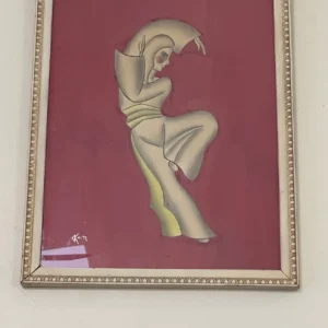 Mid-Century Art Deco Style Dancer Pastel/Print, Signed "Kaitz"