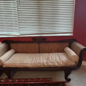 Regency-Style Caned Daybed / Window Seat Bench